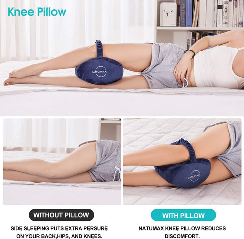 Knee Pillow for Side Sleepers, Sciatica Pain Relief, Memory Foam Leg Pillow with Sleep Mask and Ear Plugs