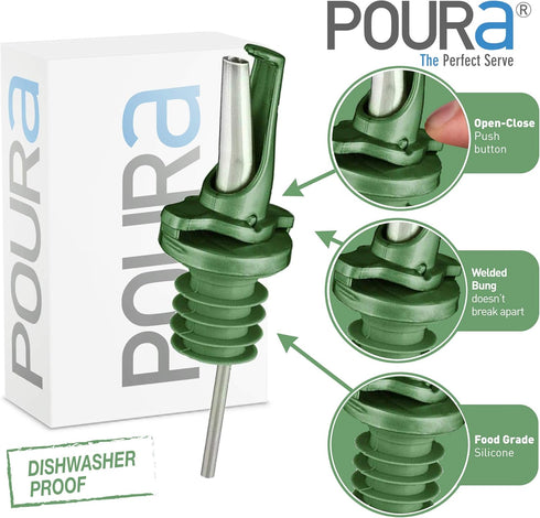 2Pack BPAFree Olive Oil Bottle Spouts, Leakproof Olive Oil Dispenser Spout with Hygienic OneHand Open/Close, Dust Cap