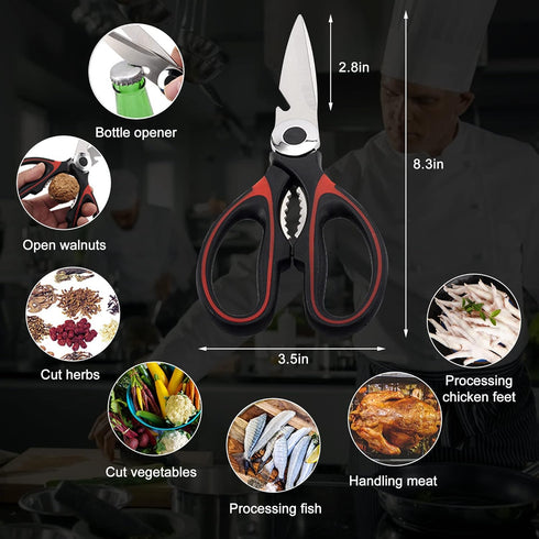 ATB Kitchen Scissor Heavy Duty Kitchen Shears, Stainless Steel Multi-function Scissors for Food and Herbs