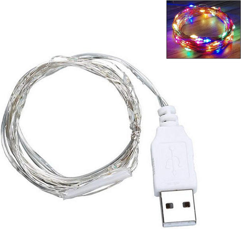 Fidt 9ft 30 LED USB String Lights - Silver Wire Fairy Lights for