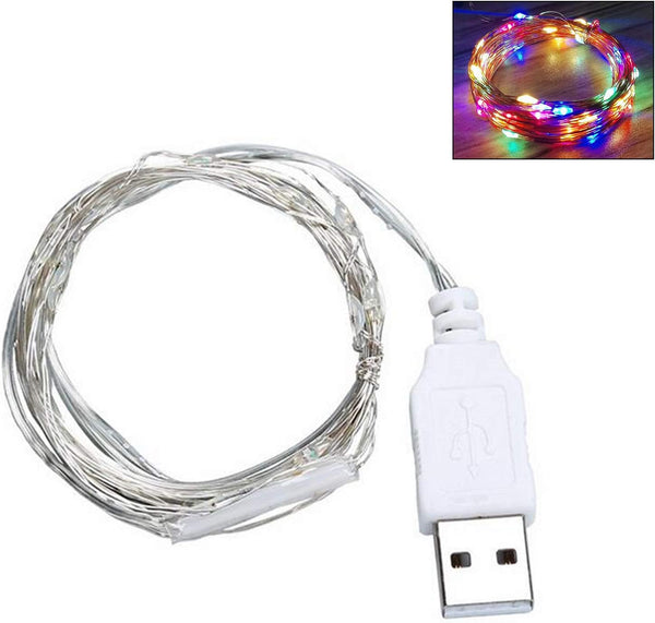 Fidt 9ft 30 LED USB String Lights - Silver Wire Fairy Lights for