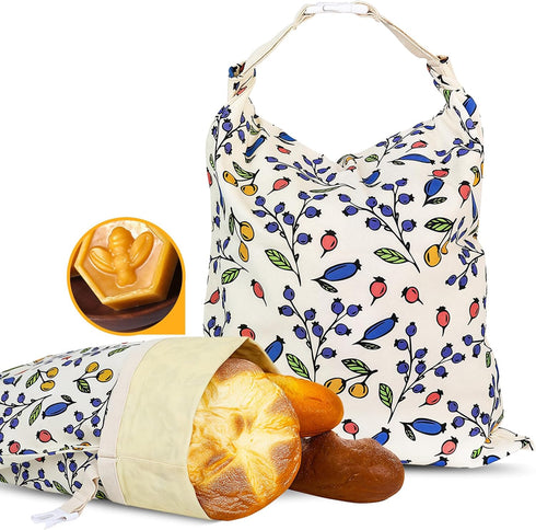 EHZYP 2 Pack Beeswax Bread Bags - 17x13 Inch Reusable Bread Storage Bags,Bees