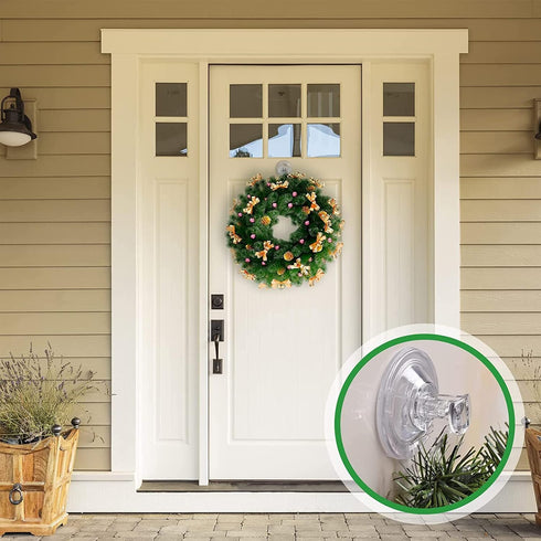Large Clear Suction Cup Hooks for Shower, Heavy Duty Wreath Hangers for Front Door Window Glass (4 Packs)