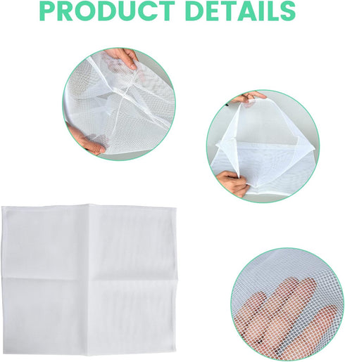 2.38 Gal/3.17 2 Pack Reusable Mesh Bags for Gal Cross-beam Fruit Wine Press, Washable Filter Bag for Straining