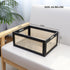 Black Wooden Rattan Storage Basket for Organizing, 14.96"x11.02"x6.30"