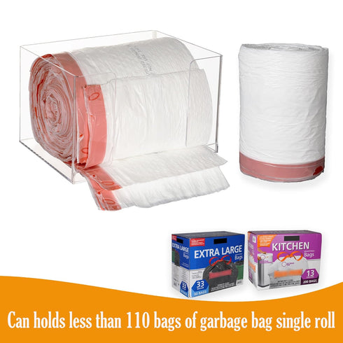 Extra Large Trash Bag Dispenser Roll Holder, Wall Mount Acrylic Garbage Bag Dispenser Roll Holder for Kitchen Cabinet