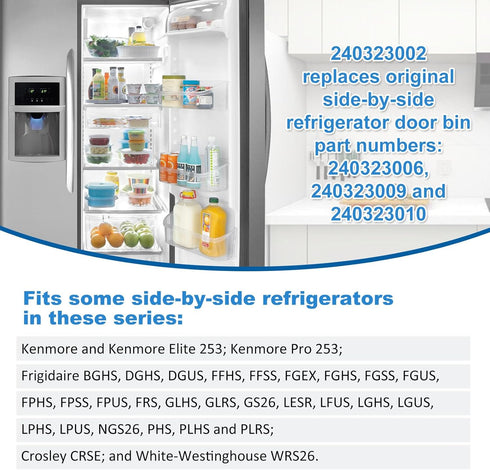 UPGRADED 240323002 Refrigerator Door Bin Shelf, Compatible with Frigidaire & Kenmore, Replacement Parts for Bottom