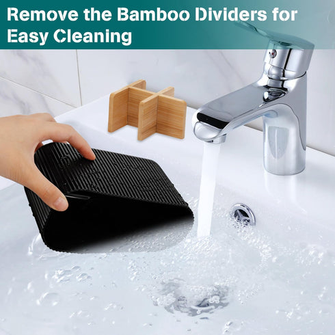 Black Bamboo Toothbrush Holder for Bathrooms, Electric Toothbrush Organizer for Kids and Family Countertop