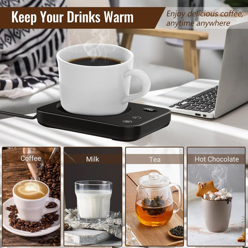 3-Temp Setting 2-12Hrs Mug Warmer, Coffee Mug Warmer, Coffee Warmer with Auto Shut-Off, Mug Warmer for Desk Anti