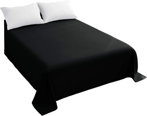 Sfoothome Twin Flat Sheet Black, Premium 1-Piece Hotel Quality Bedding, 1500 Thread Count, Stain-Resistant