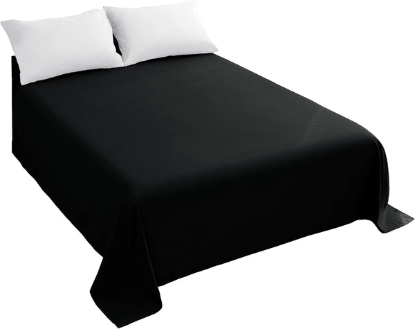 Sfoothome Twin Flat Sheet Black, Premium 1-Piece Hotel Quality Bedding, 1500 Thread Count, Stain-Resistant