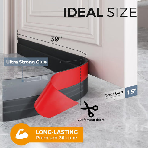 GroTheory 2 Pack Under Door Draft Stopper, Weather Stripping Door Seal, 39" L, Black, Garage Window Blocker Insulation
