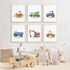Joocrise Set 6 8x10 Inch Boys Truck Wall Art of Truck Vehicle Canvas Wall Decor Toddler Construction Wall Art