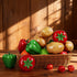 Meiwlong 6Pcs Mix Fake Vegetables Bell Peppers,Potato,Tomato,Realistic Artificial Vegetable for Home Decoration,Fake