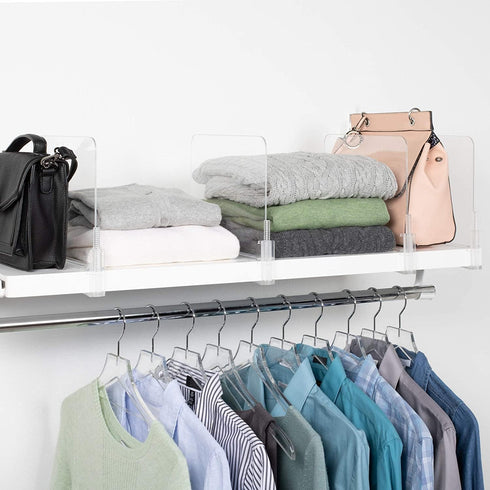 Richards Homewares Acrylic Shelf Dividers 2 Pack - Closet Organizer for Purses, Clothes, or Books - Clear Separators