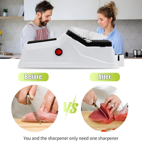 Electric Knife Sharpener, Gusneck Professional Tool for Home, Double Sided Knife Sharpener with Protective Cover