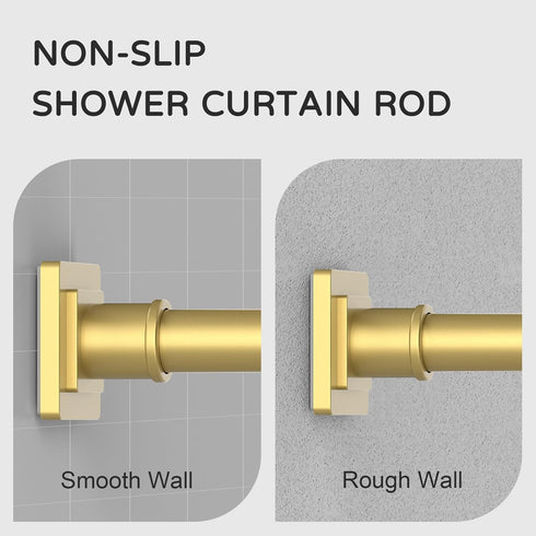 Gold Shower Curtain Rod 31-68 Inches Non-Slip Shower Rod Tension Mounted No Drill Shower Curtain Rods Spring Tension Rod Adjustable Tension Curtain Rod for Windows Bathroom by UIOSANRT