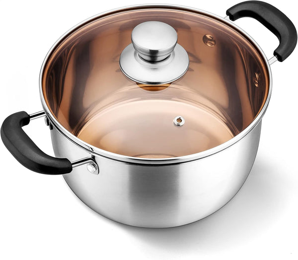 LIANYU 3QT Stainless Steel Stock Pot with Lid, Heavy Duty Cooking Soup Pot for Stew, Simmer, Boiling