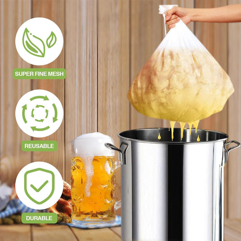 15 Pack 26 22'' Chumia Brew Bags Reusable Extra Large x Fine Mesh Strainer Cold Brew Filters Drawstring Cheese Cloth