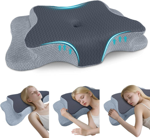 CHxxy Cervical Pillow for Neck Pain Relief, Memory Foam Pillows, Ergonomic Contour