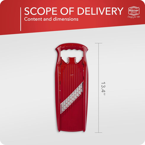 BORNER Wave Waffle PowerLine Vegetable Grater, Quality Made in Germany, Color: Red