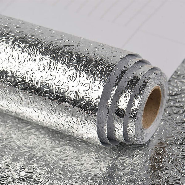 VEELIKE 15.7''x236'' Kitchen Backsplash Wallpaper, Peel and Stick Aluminum Foil Contact Paper for Countertop Drawer