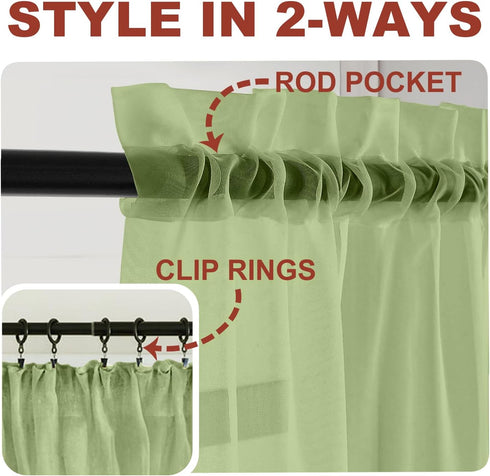 YHSF 2 Panel Set Sheer Curtains - Elegant Rod Pocket Solid Voile Drapes for Bedroom/Living Room, 54" W x 84" L