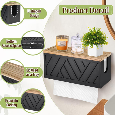 Commercial Paper Towel Dispenser Wall Mount, Paper Towel Holder Wall Mounted with Lid, Solid Wood C-Fold, Z-Fold