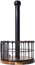 13.25-Inch, Pfaltzgraff Anvil Wire And Acacia Wood Paper Towel Holder, Antique Black
