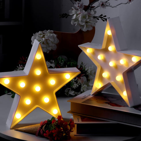 4 Tarpop Pcs Star Plastic Night Light Battery Operated LED Marquee Star Sign Party Movie Theater Decor Room Wall Lamp