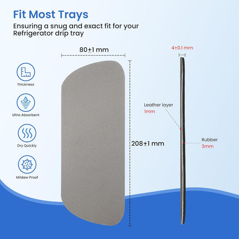 GLACIER FRESH Cuttable Refrigerator Drip Catcher, Water Absorbent Fridge Water Dispenser Drip Tray, Replacement for Whirlpool, GE, Samsung Fridge Accessories, Grey (Rectangular - 2pcs) by GLACIER FRESH