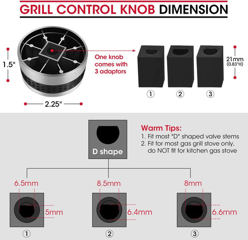 Unicook 4 Pack Grill Control Knob - Gas Burner Replacement, Chrome Plated Plastic with Nonslip Grip, Fits BBQ Gas Grills
