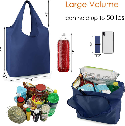 BeeGreen 20 Pack 50LBS Navy Blue Reusable Grocery Bags with Storage Pouch Wholesale Reusable Shopping Bags Bulk w
