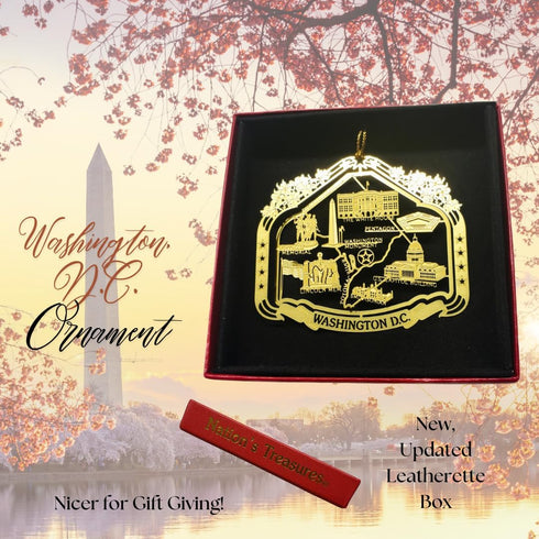 Nations Treasures Washington D.C. Souvenir Brass Christmas Ornament Gift - Capitol White House Monuments