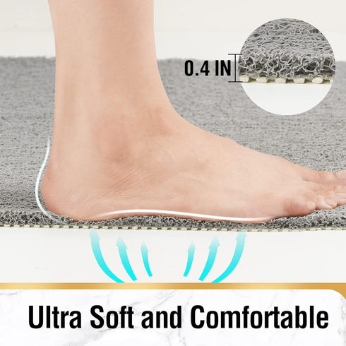 40 28 Inch, HITSLAM Non Slip Bathtub Mat x Extra Long Bath Mat for Tub, Soft PVC Loofah Shower Floor Mat with Drain
