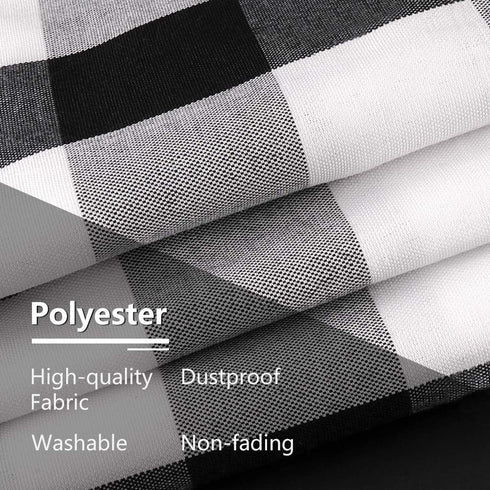 SEEYE Farmhouse Kitchen Curtains - Buffalo Plaid Tiers for Windows, Light Filtering, 27” W x 24” H, 2 Pcs, Black