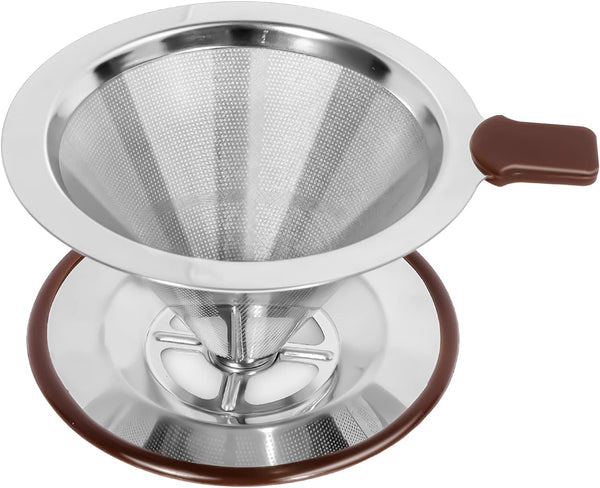 Pour Over Coffee Dripper - Reusable Stainless Steel Drip Cone Coffee Filter with Cup Stand, 1-2 Cup