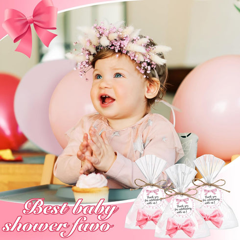 40 Sets Demissle Pink Bow Baby Shower Soap Favors Girl for Guests Coquette Cute Valentines Day Soap Favors Baby Shower