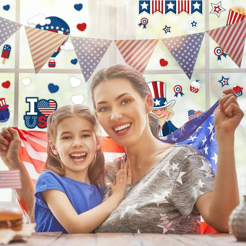 CCINEE 4th of July Window Cling, Patriotic Window Sticker USA Independence Day Decal for Home Decoration (100PCS)