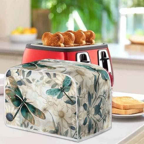 Dragonfly Daisy Toaster Cover, 2 Slice Stain Resistant Bakeware, Washable Kitchen Broiler Organizer Bag