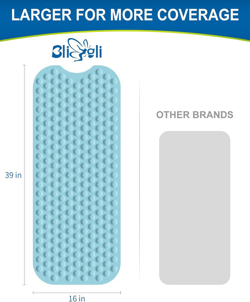39x16inch (39x16inch, Bligli Bathtub Mat Non-Slip Without Suction Cups, Extra Long Bath Mats for Shower Bathroom