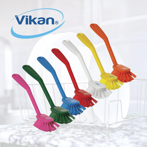 42374 Edge,Medium,11",PP/PBT,Red Vikan Brush,Dish,Scraping