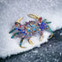 6" WitnyStore Small Long Blue Red Gold Dotted Crab Figurine - Miniature Hand Blown Painted Glass Crabs Crustacean