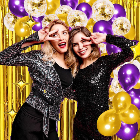 Purple Balloon Garland Arch Kit, 121 PCS Purple and Gold Party Decorations for Birthday, Graduation, Wedding