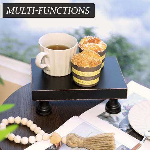 Modern Decorative Wood Pedestal Stand for Kitchen Decor, Retro Countertop Organizer for Soap Dispenser and Sponge Holder