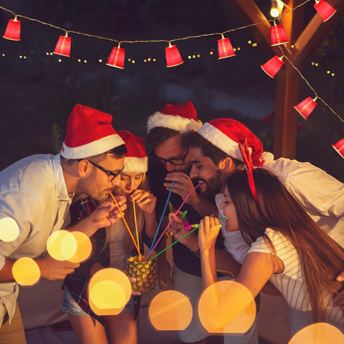6.56FT Supplies(Red,2 Pack) Hiboom Red Cup String Lights, Mini Flip Cup LED Fairy Lights Battery Operated, Graduation