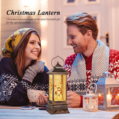 8 6-Hour Christmas Snow Globe Lantern Crystal Glitter Lantern Features Songs and Timer Function Ideal for Holiday