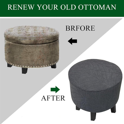 Outdoor,XL,22 CRFATOP Waterproof Round Ottoman Covers Slipcover Stretch Footstool Protector Covers Soft Footrest