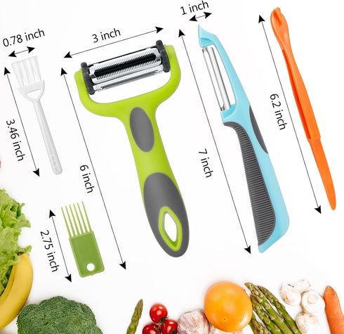 3 1 Senbowe Julienne Peeler, Potato Vegetable Peeler for Kitchen, I and Y Potato Peelers for Apple Fruit Carrot