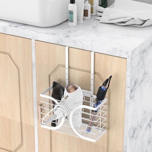 Hair Dryer Holder 3in1 Organizer, Wall Mounted, Height-adjustable Curling Iron Holder for Bathroom Cabinet